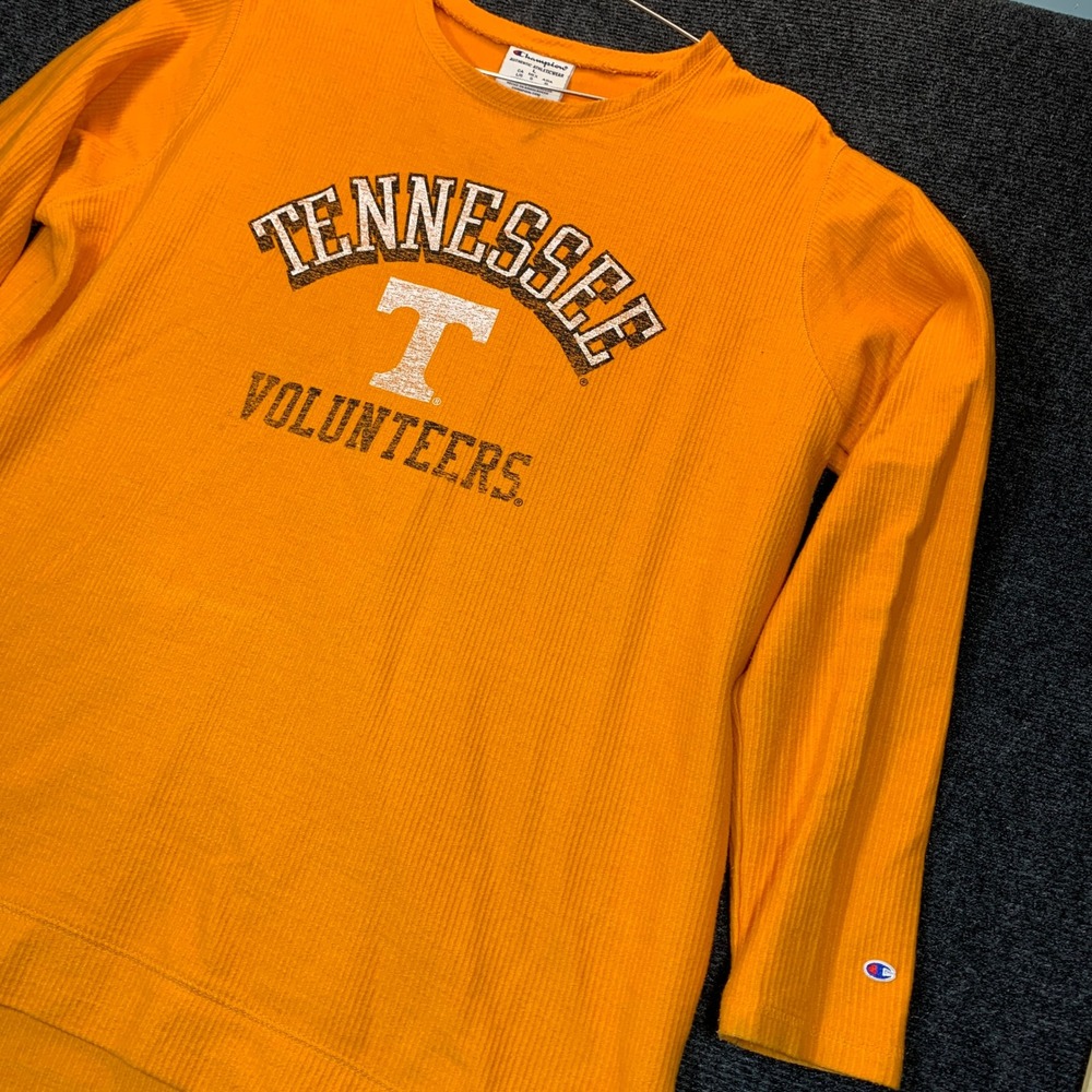Champion Tennessee Volunteers Shirt Mens L Orange Ribbed Long Sleeve NCAA Fan